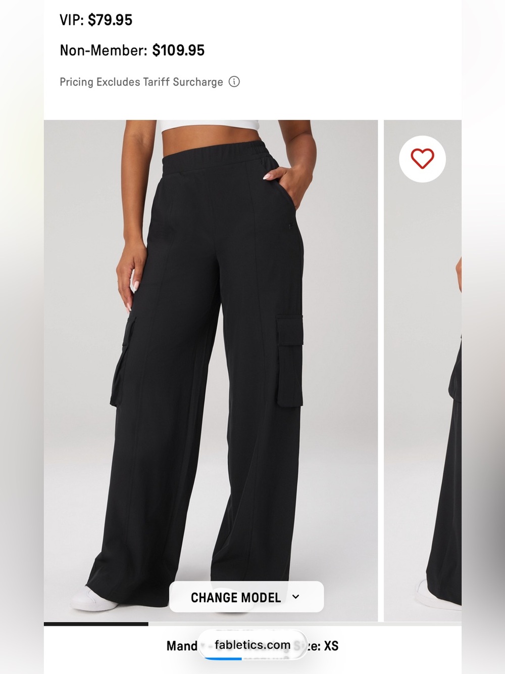 Fabletics Black Downtown Wide-Leg Cargo Pants